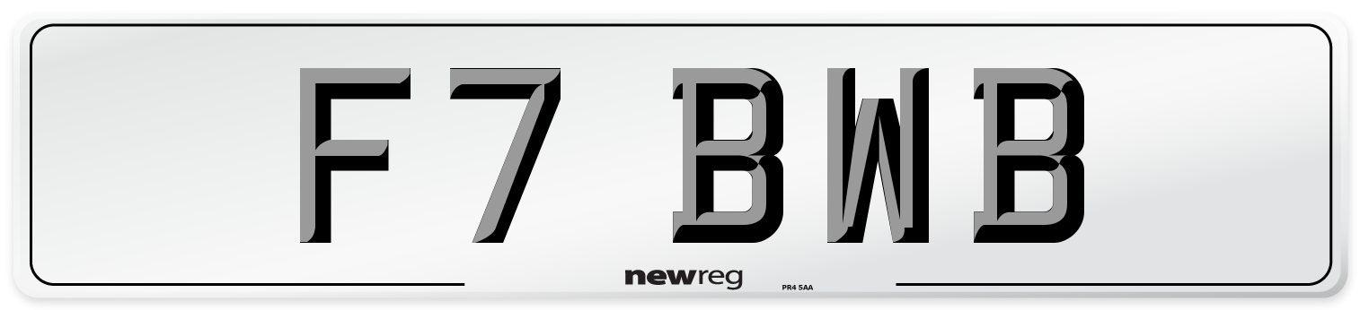 F7 BWB Number Plate from New Reg
